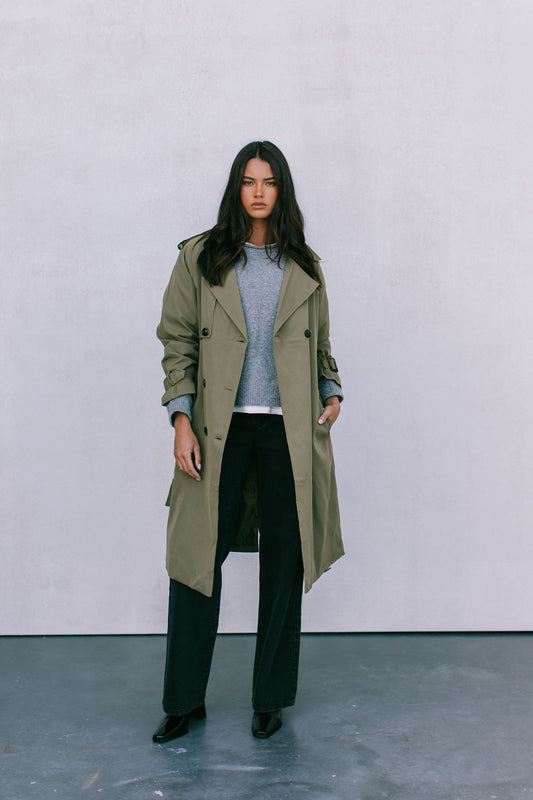 Oaklie Trench Coat - Khaki Green