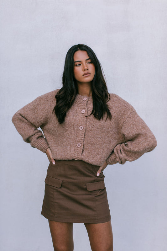 Harriet Knit Cardigan - Mocha Brown Marle