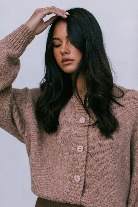 Harriet Knit Cardigan - Mocha Brown Marle