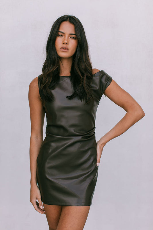 Faith Mini Dress - Chocolate Brown