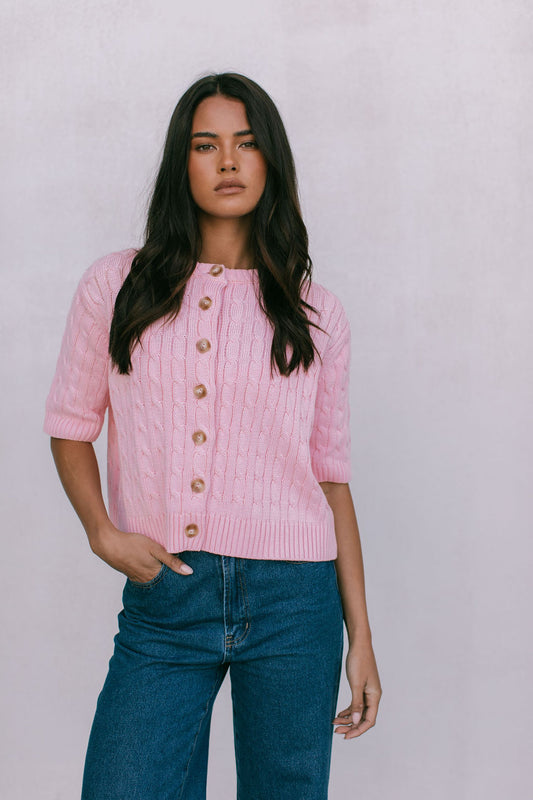 Nyla Knit Cardigan - Candy Pink