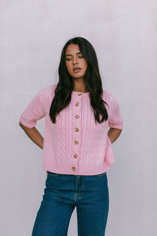 Nyla Knit Cardigan - Candy Pink