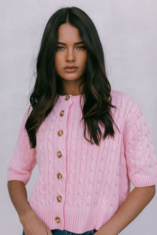 Nyla Knit Cardigan - Candy Pink