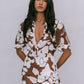 Valletta Mini Skirt - Chocolate Brown/Cream Floral Print