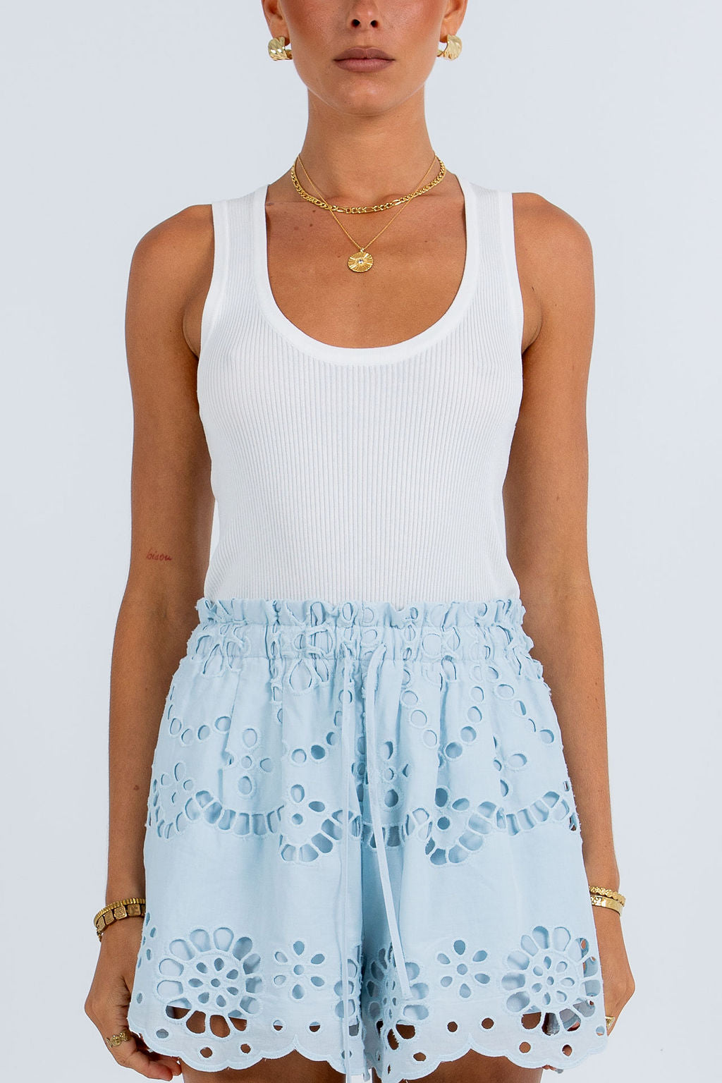 Yueli Short Powder Blue Sicily Lace