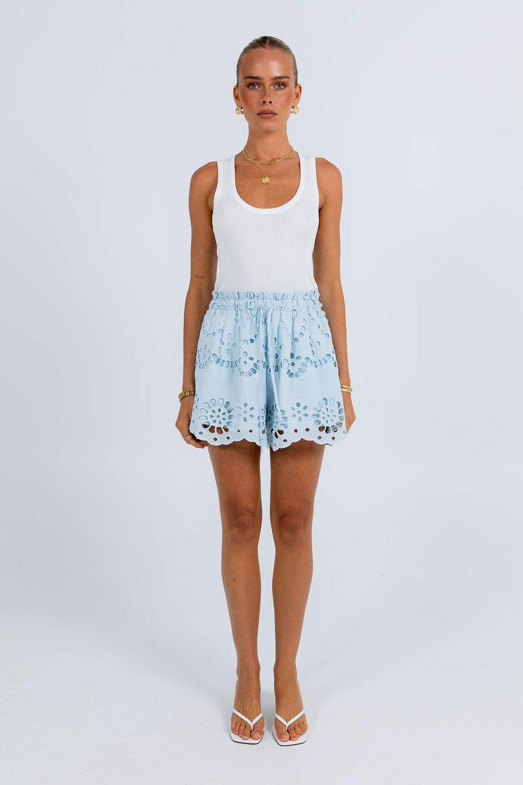 Yueli Short Powder Blue Sicily Lace