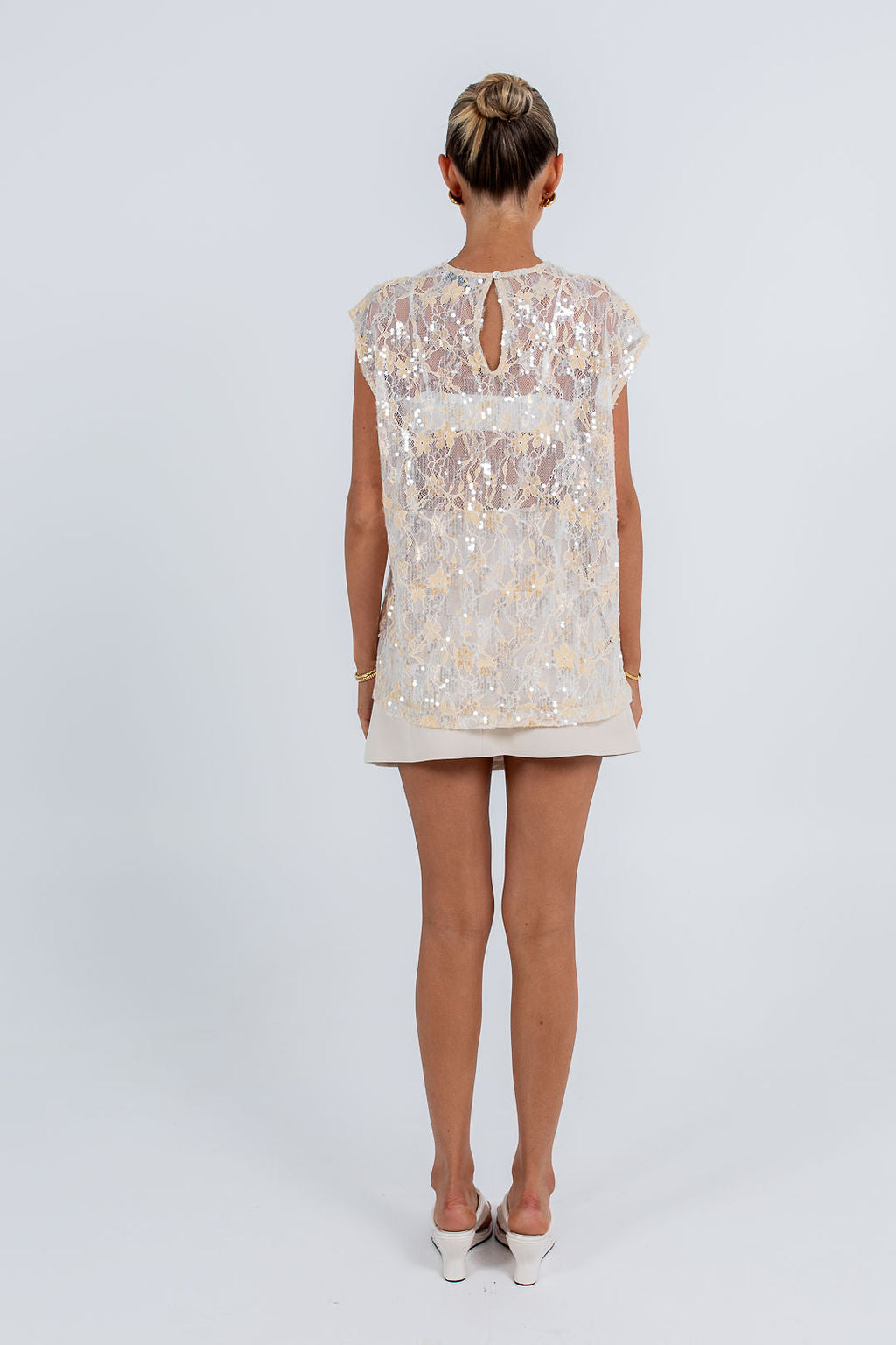 Paige Sequin Top Champagne