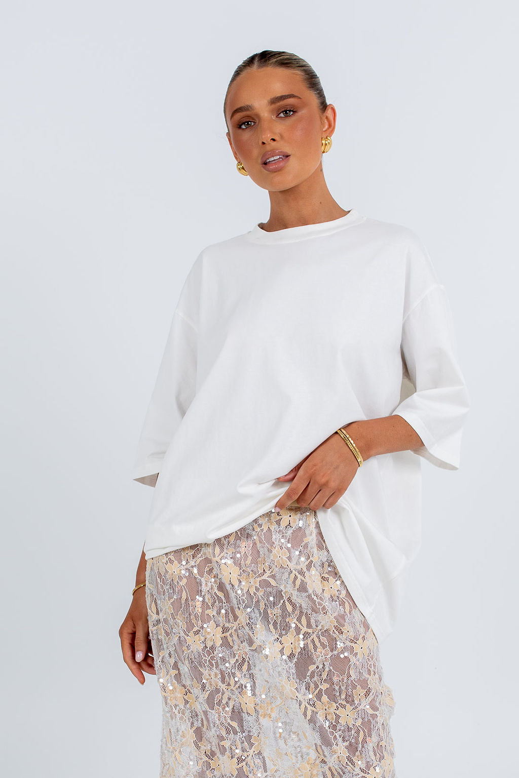 Qasim Sequin Skirt Champagne