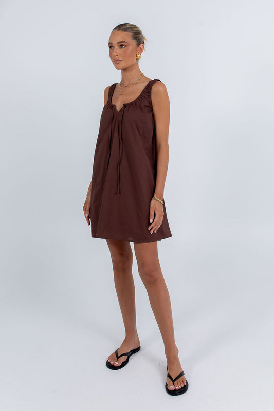 Drew Mini Dress - Chocolate