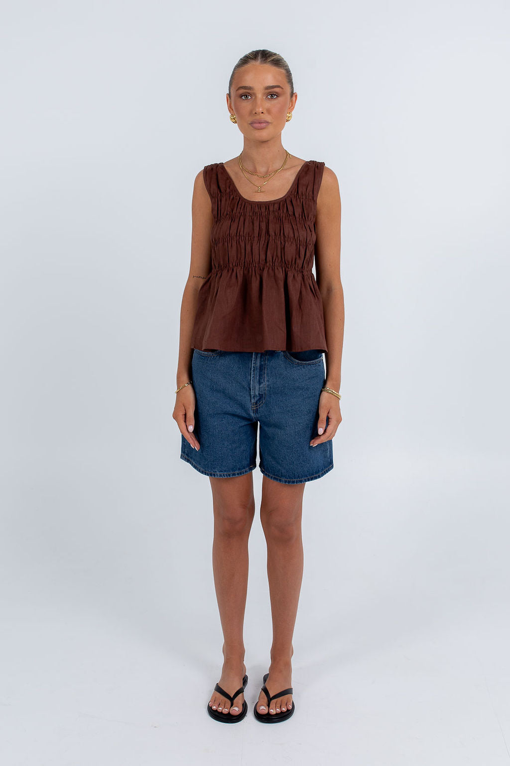 Alegra Linen Top Chocolate