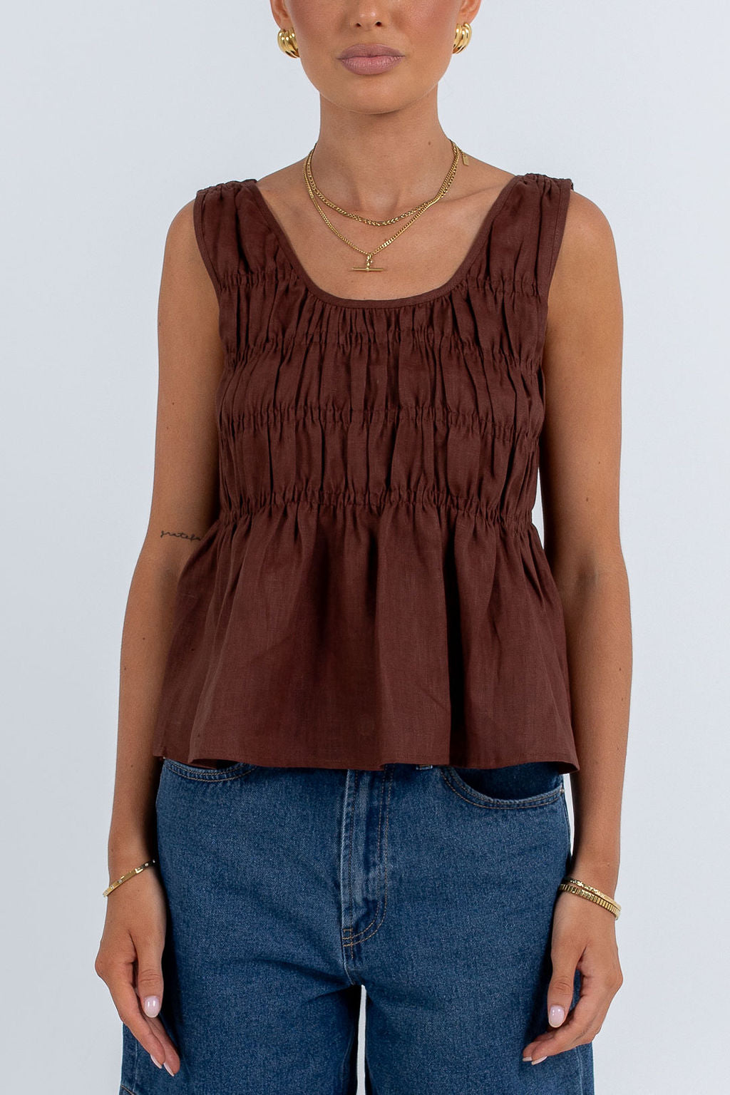 Alegra Linen Top Chocolate