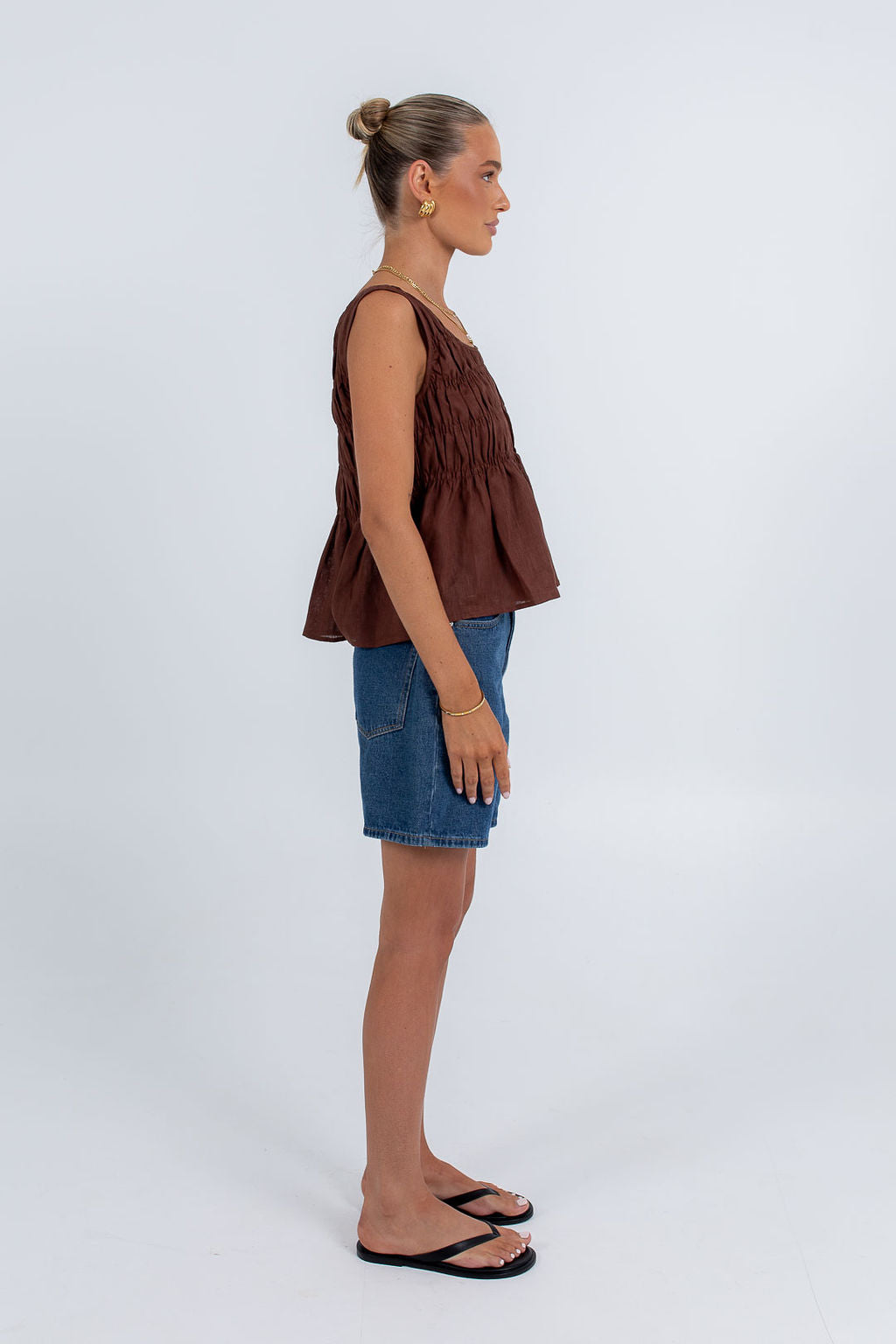 Alegra Linen Top Chocolate