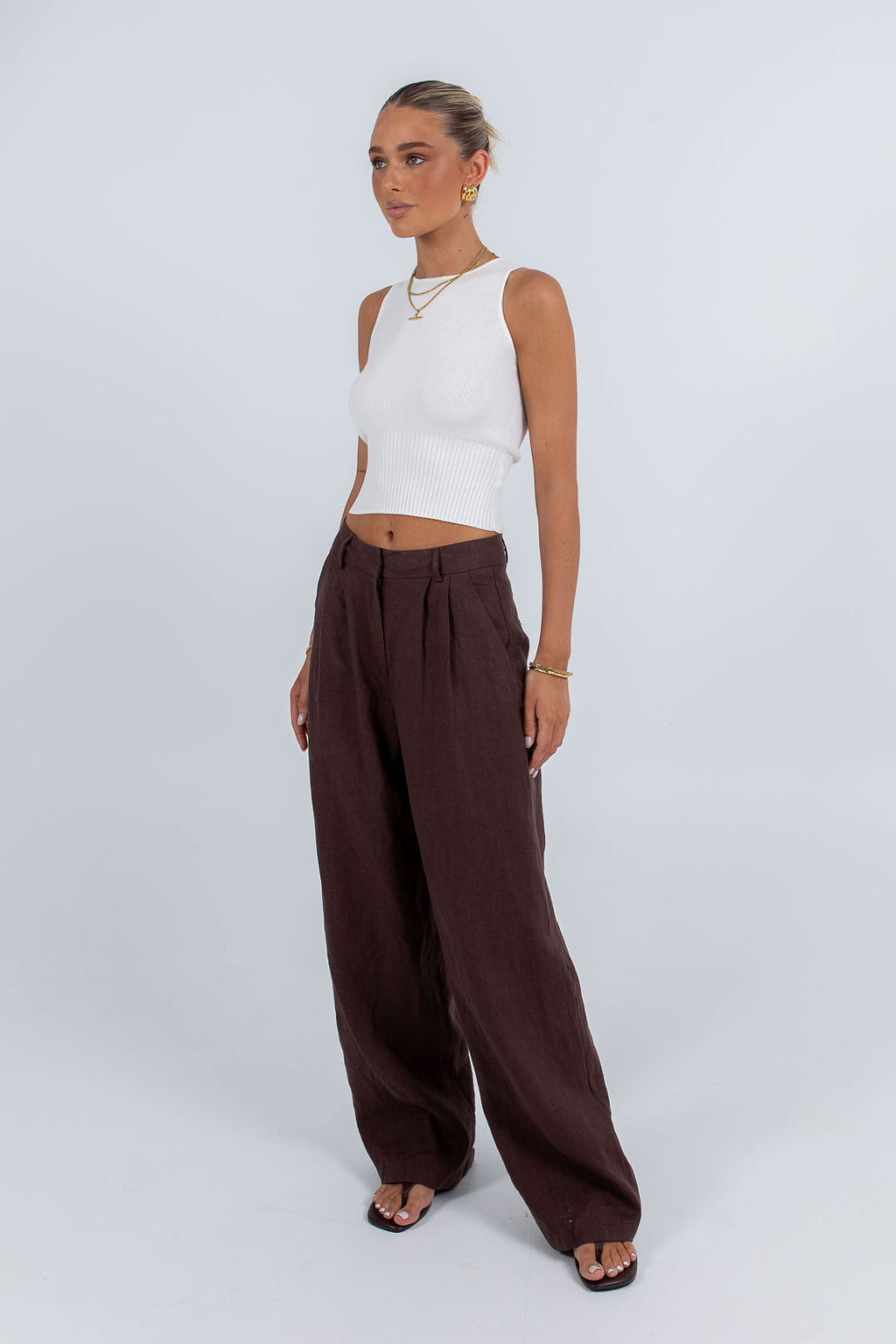 Vivien Linen Pant Chocolate