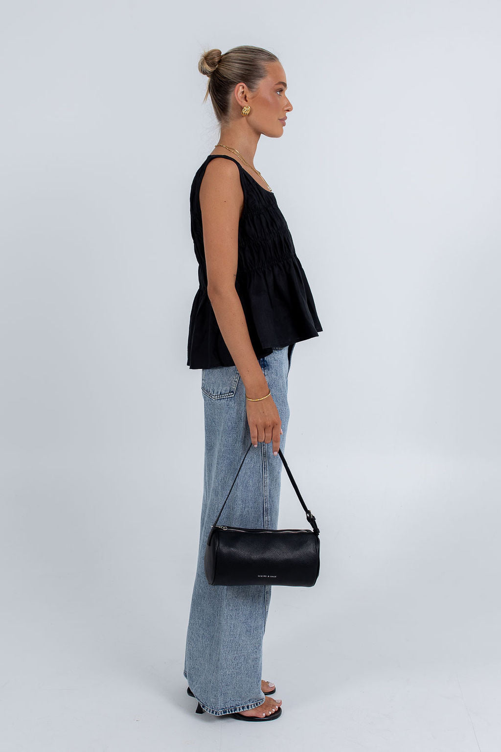Alegra Linen Top Black