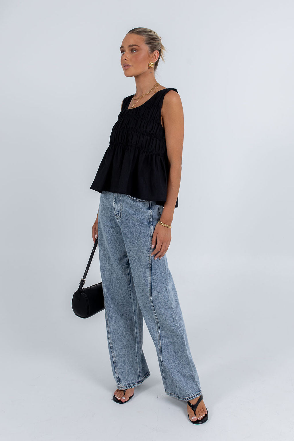 Alegra Linen Top Black