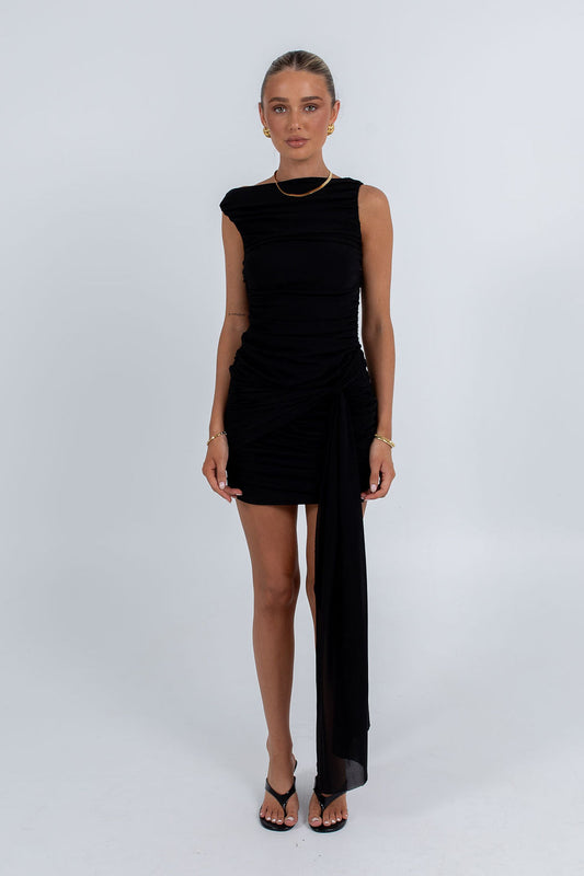 Cleo Mini Dress - Black Mesh