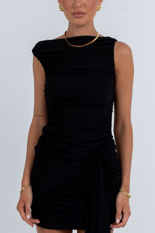 Cleo Mini Dress - Black Mesh