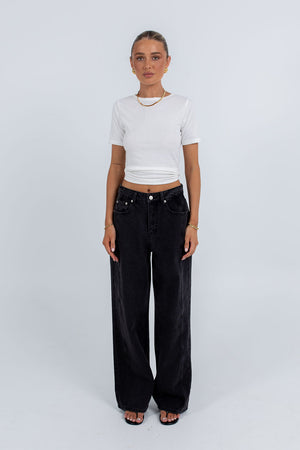 Janey Wide Leg Jeans Washed Black