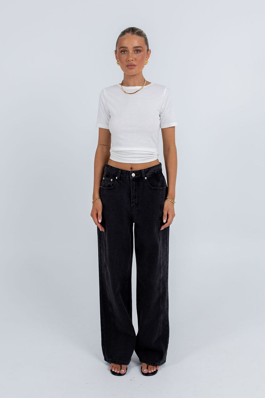 Janey Baggy Leg Jeans Washed Black