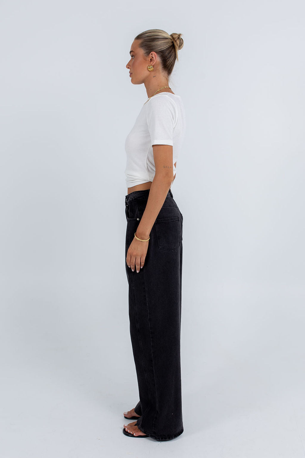 Janey Wide Leg Jeans Washed Black