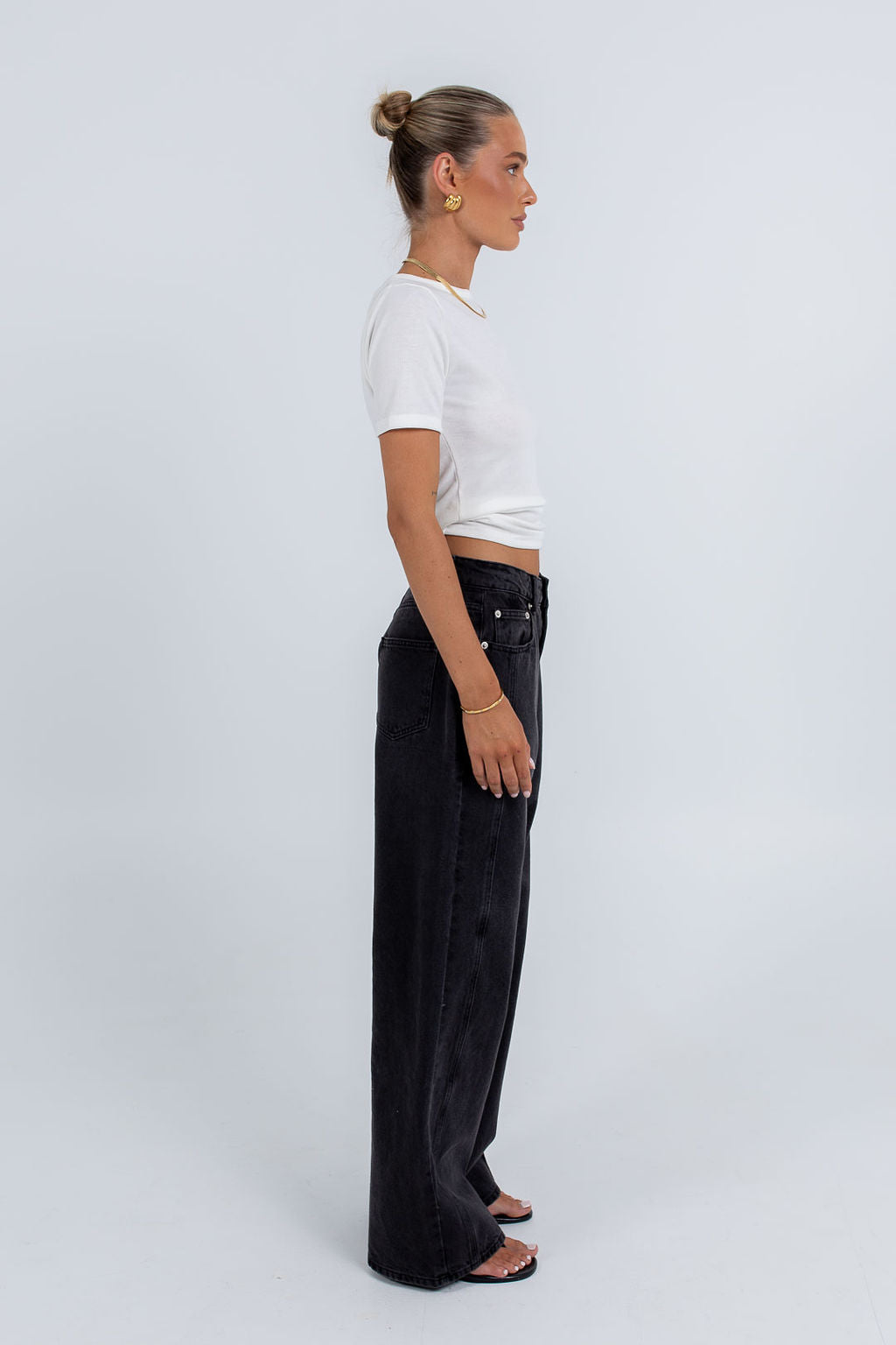 Janey Wide Leg Jeans Washed Black