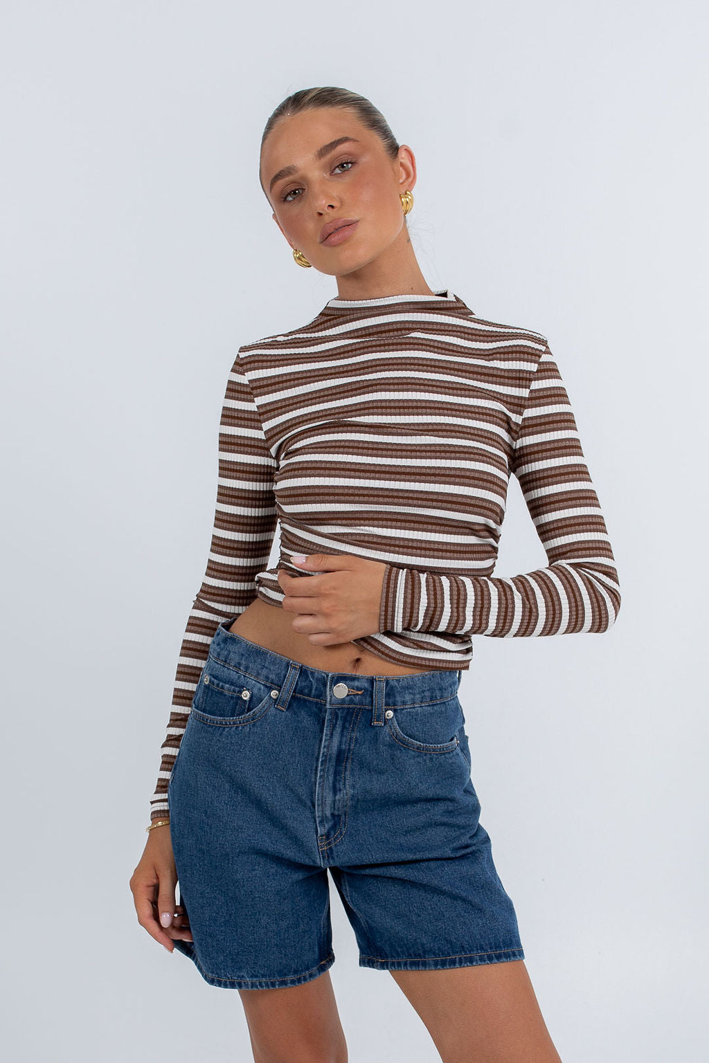 Orlando Top Brown Stripe