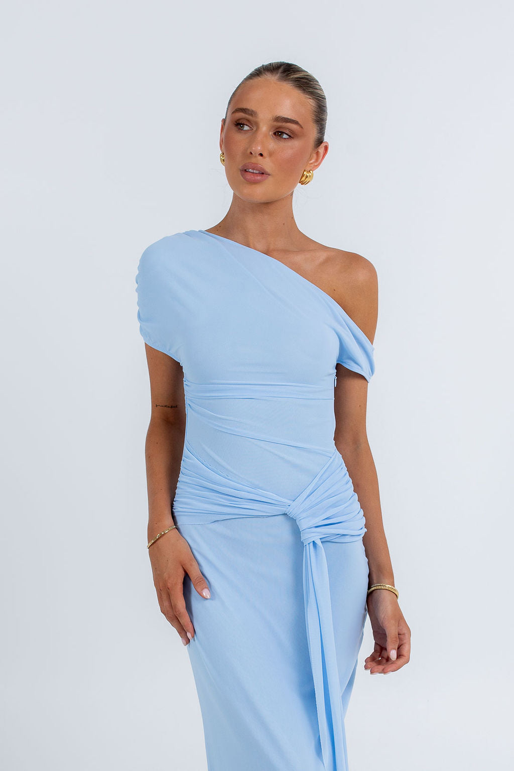 Que Maxi Dress - Baby Blue Mesh