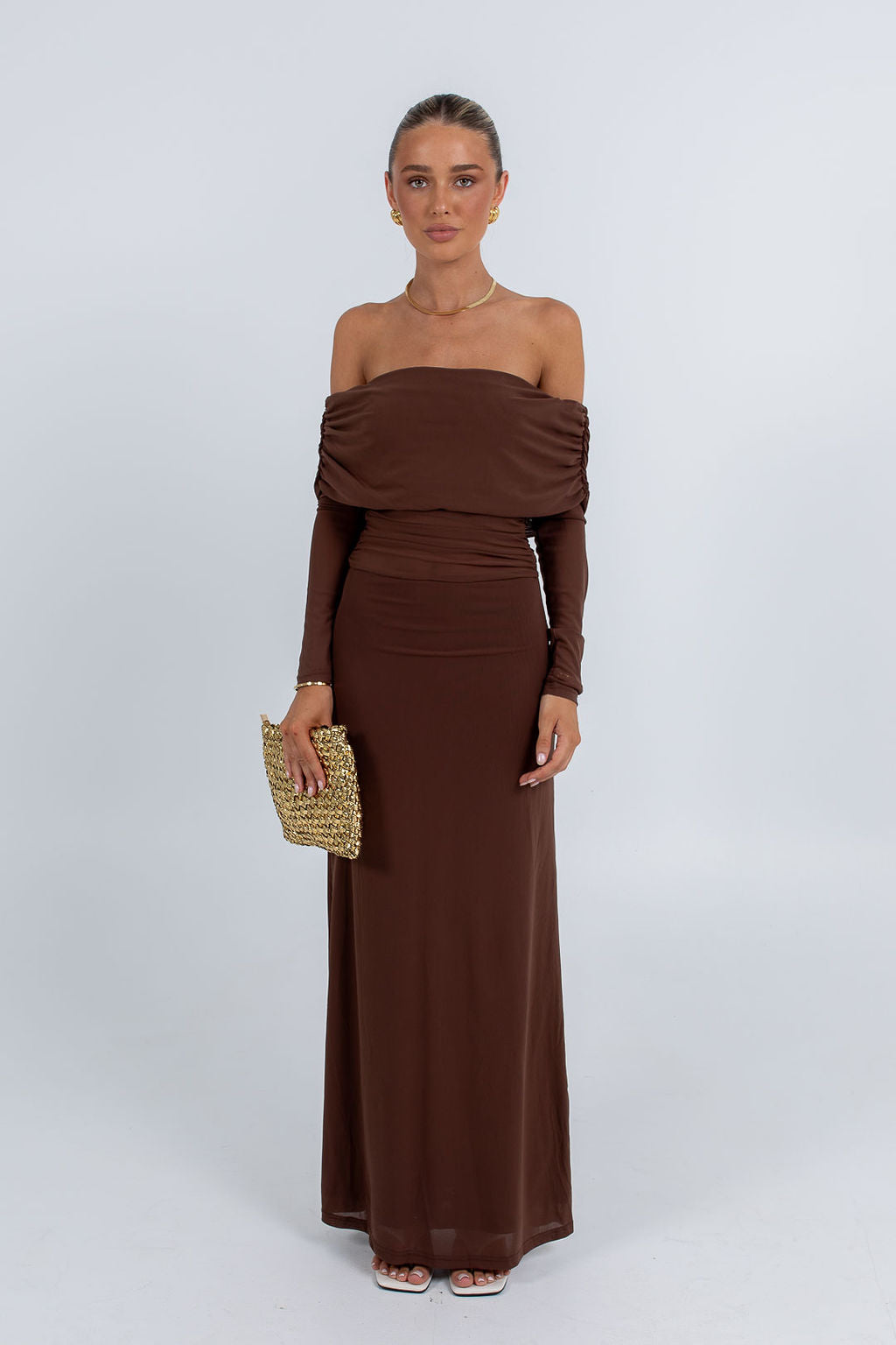 Gwen Maxi Dress - Chocolate Brown Mesh