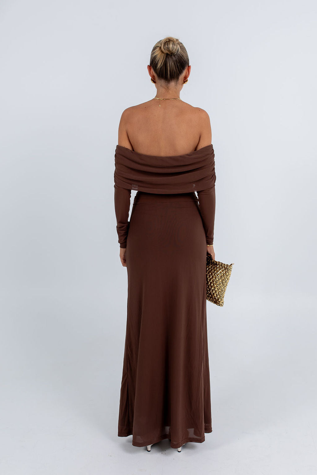 Gwen Maxi Dress - Chocolate Brown Mesh