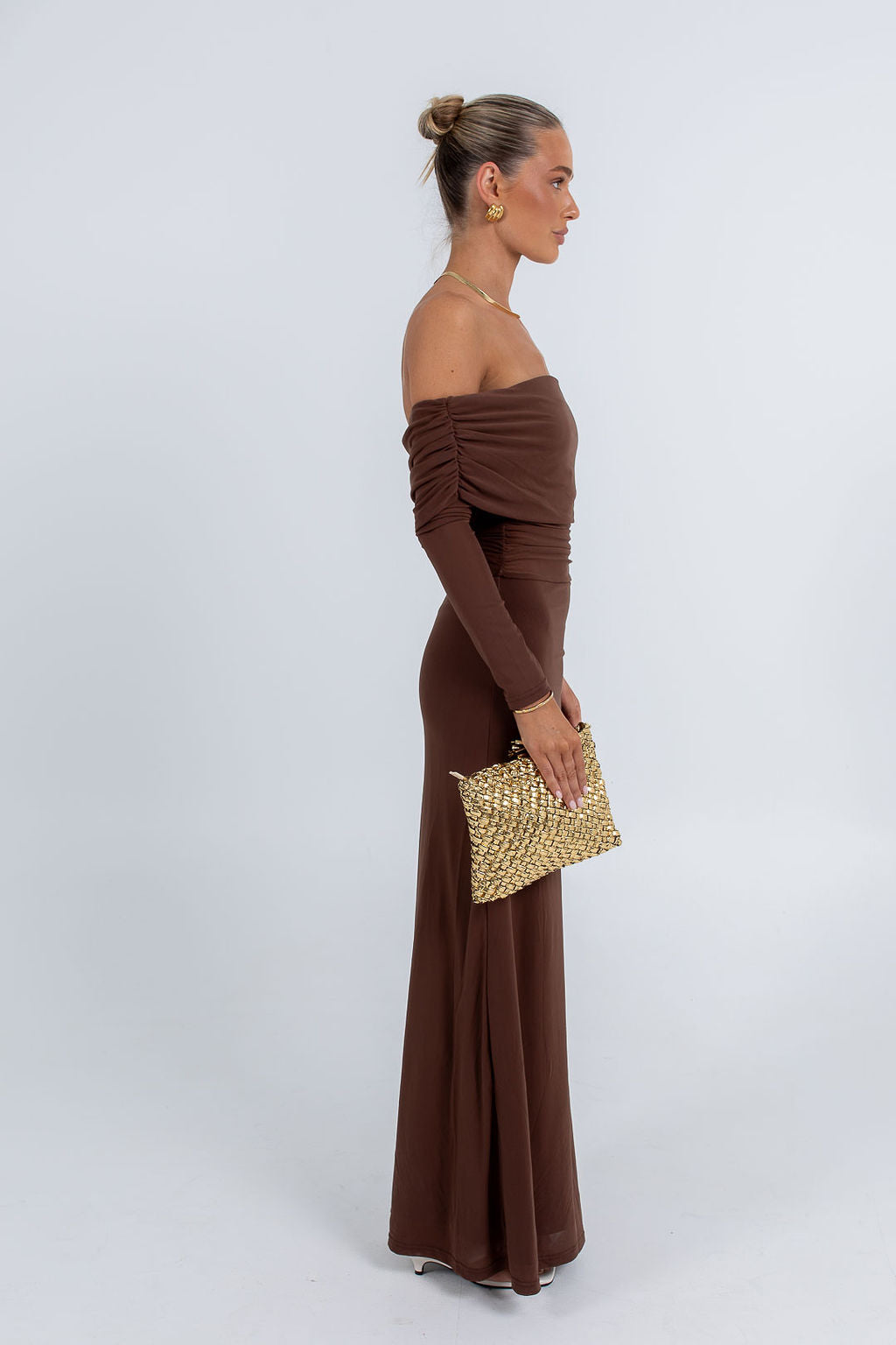 Gwen Maxi Dress - Chocolate Brown Mesh