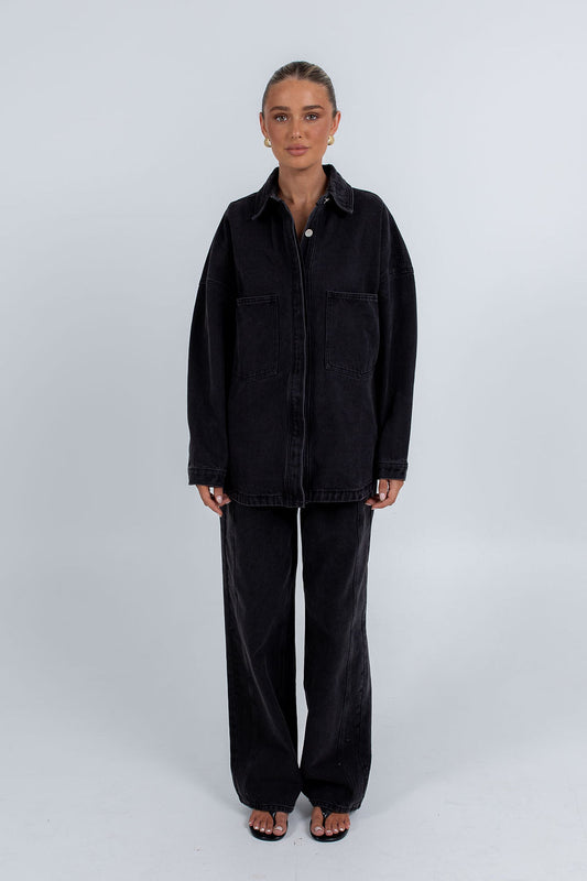 Ilou Denim Shirt - Washed Black