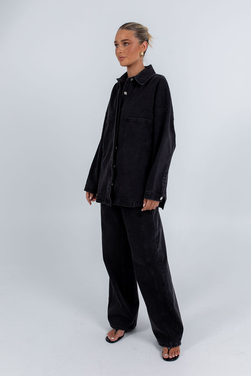 Janey Wide Leg Jeans Washed Black