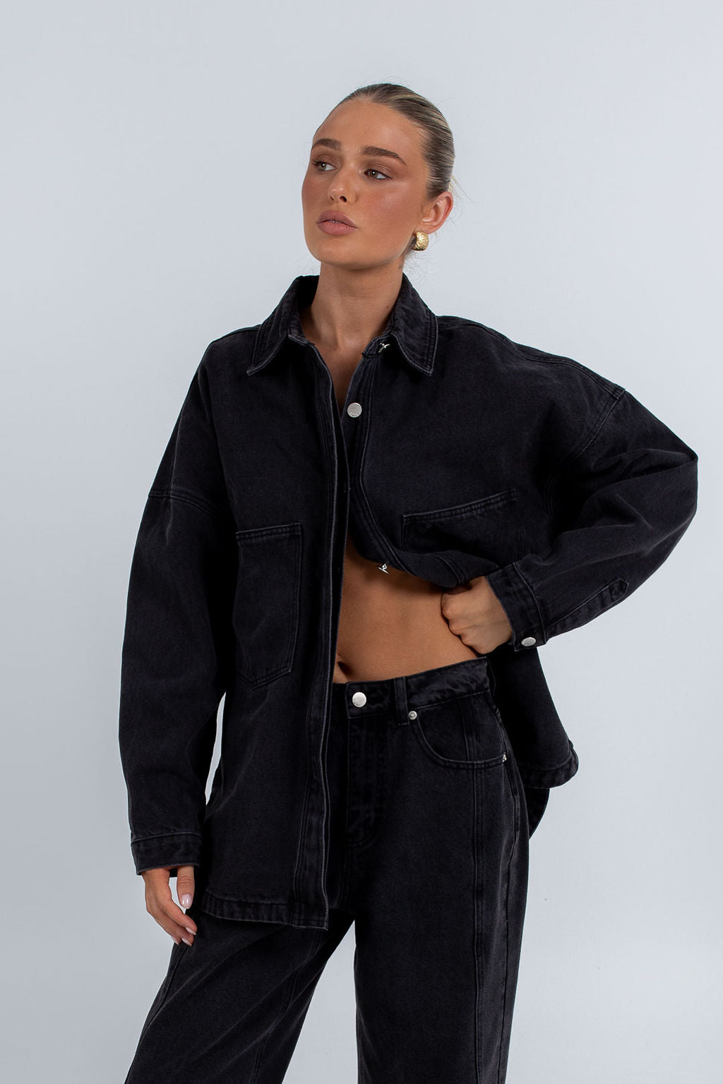 Janey Wide Leg Jeans Washed Black