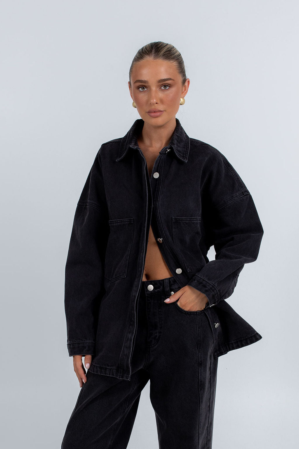 Janey Wide Leg Jeans Washed Black