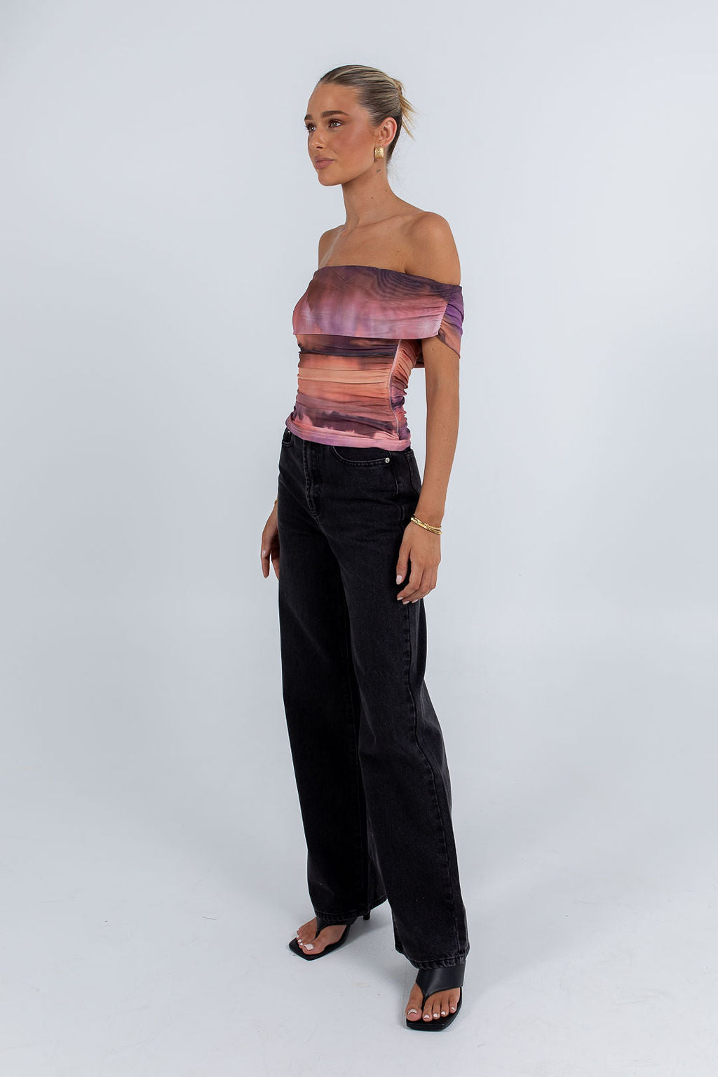 Dolly Off-Shoulder Top - Desert Haze Mesh