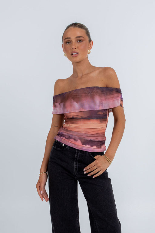 Dolly Off-Shoulder Top - Desert Haze Mesh