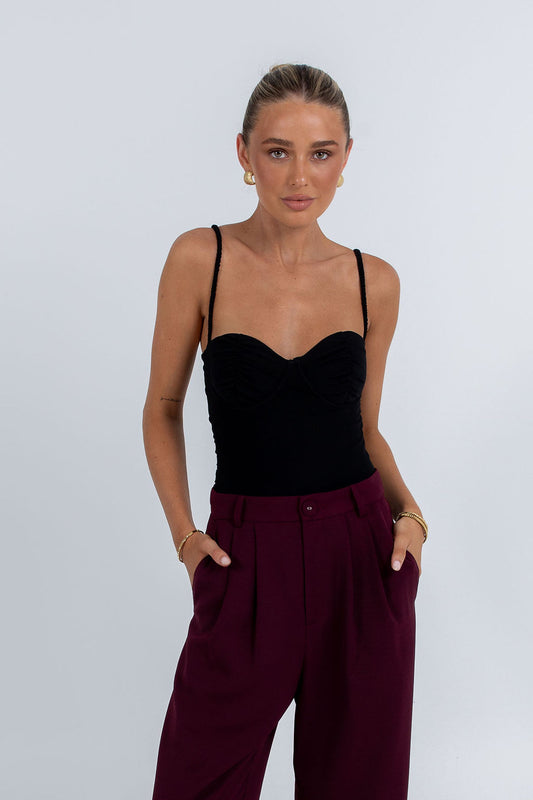 COMING SOON - Mayda Tailored Pants - Plain Burgundy