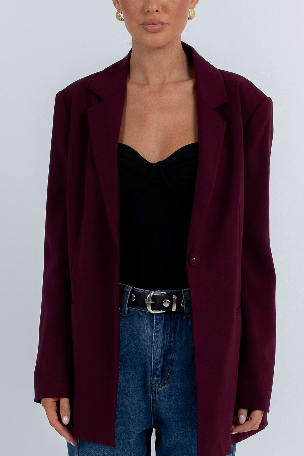 COMING SOON - Quade Tailored Blazer - Plain Burgundy