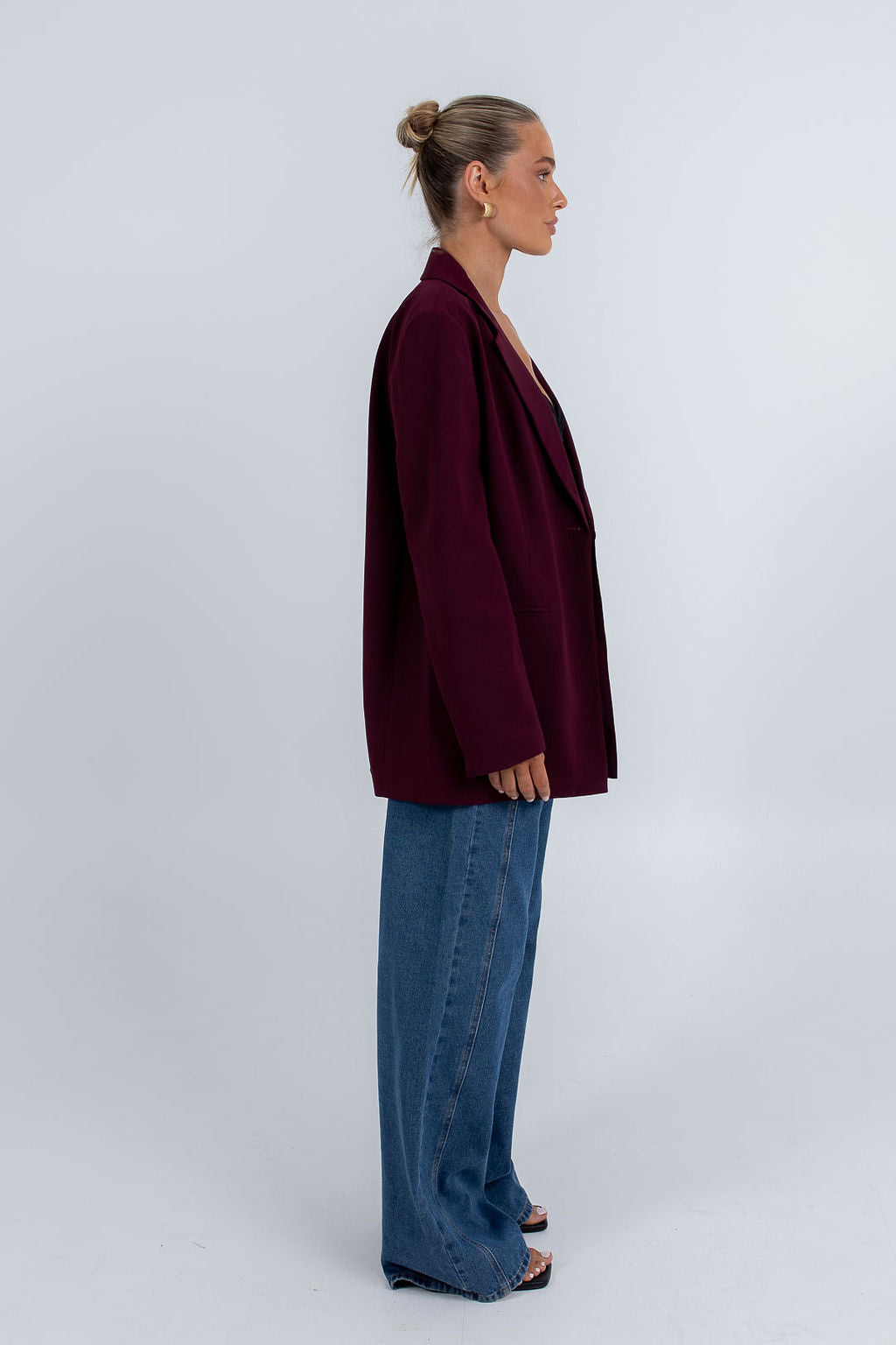 COMING SOON - Quade Tailored Blazer - Plain Burgundy