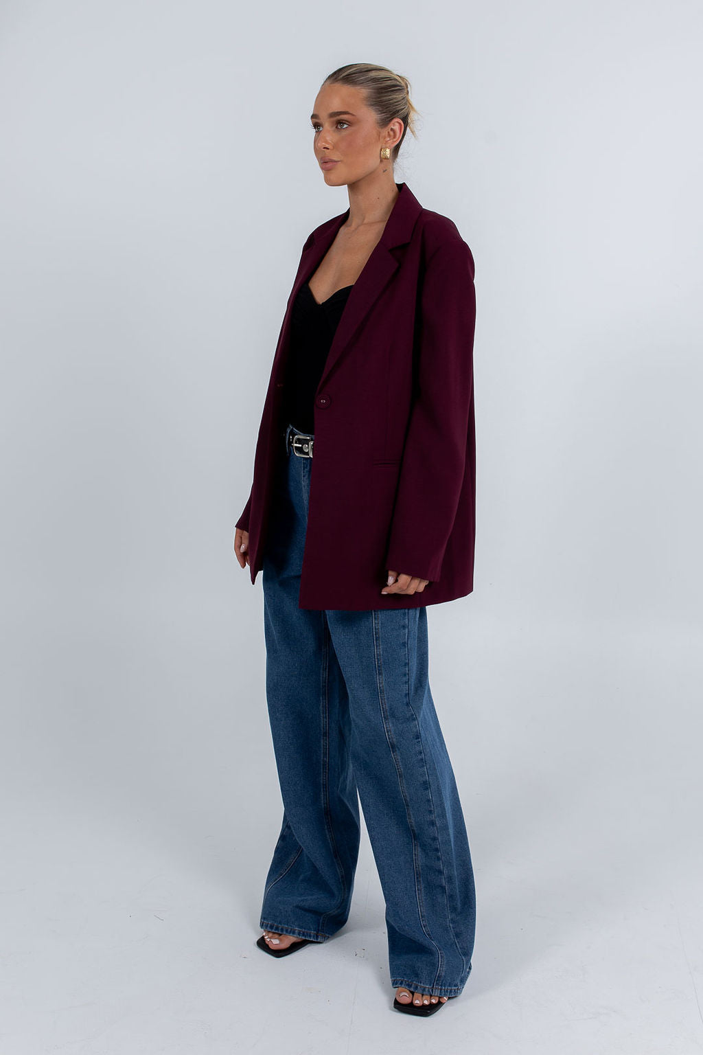 COMING SOON - Quade Tailored Blazer - Plain Burgundy