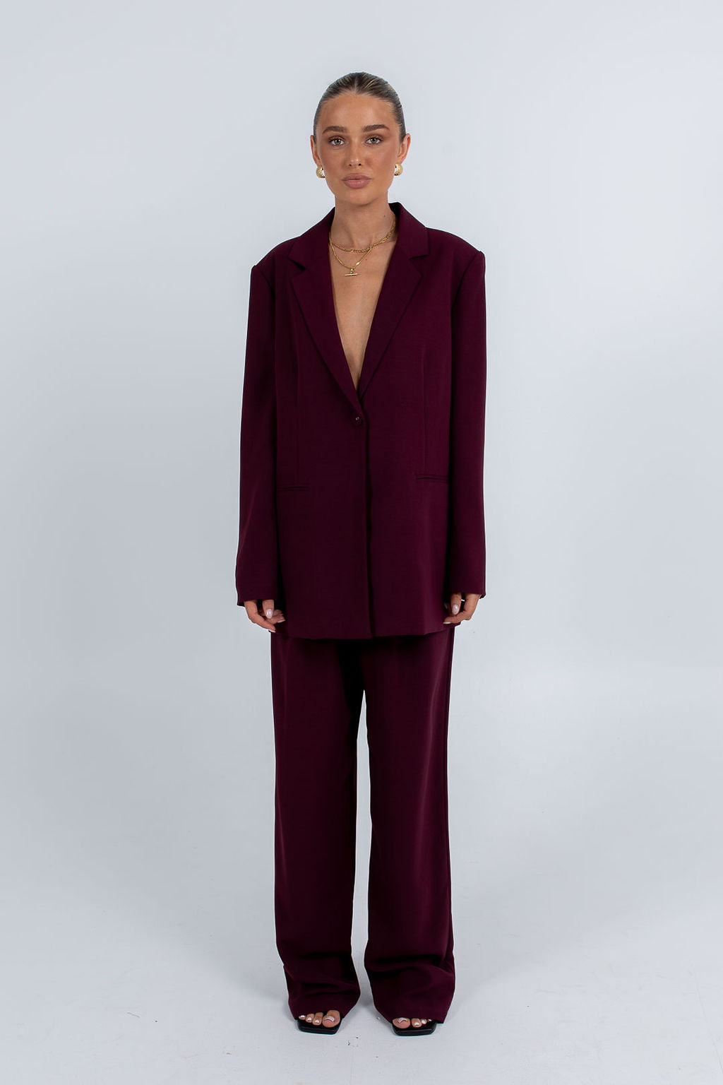COMING SOON - Quade Tailored Blazer - Plain Burgundy