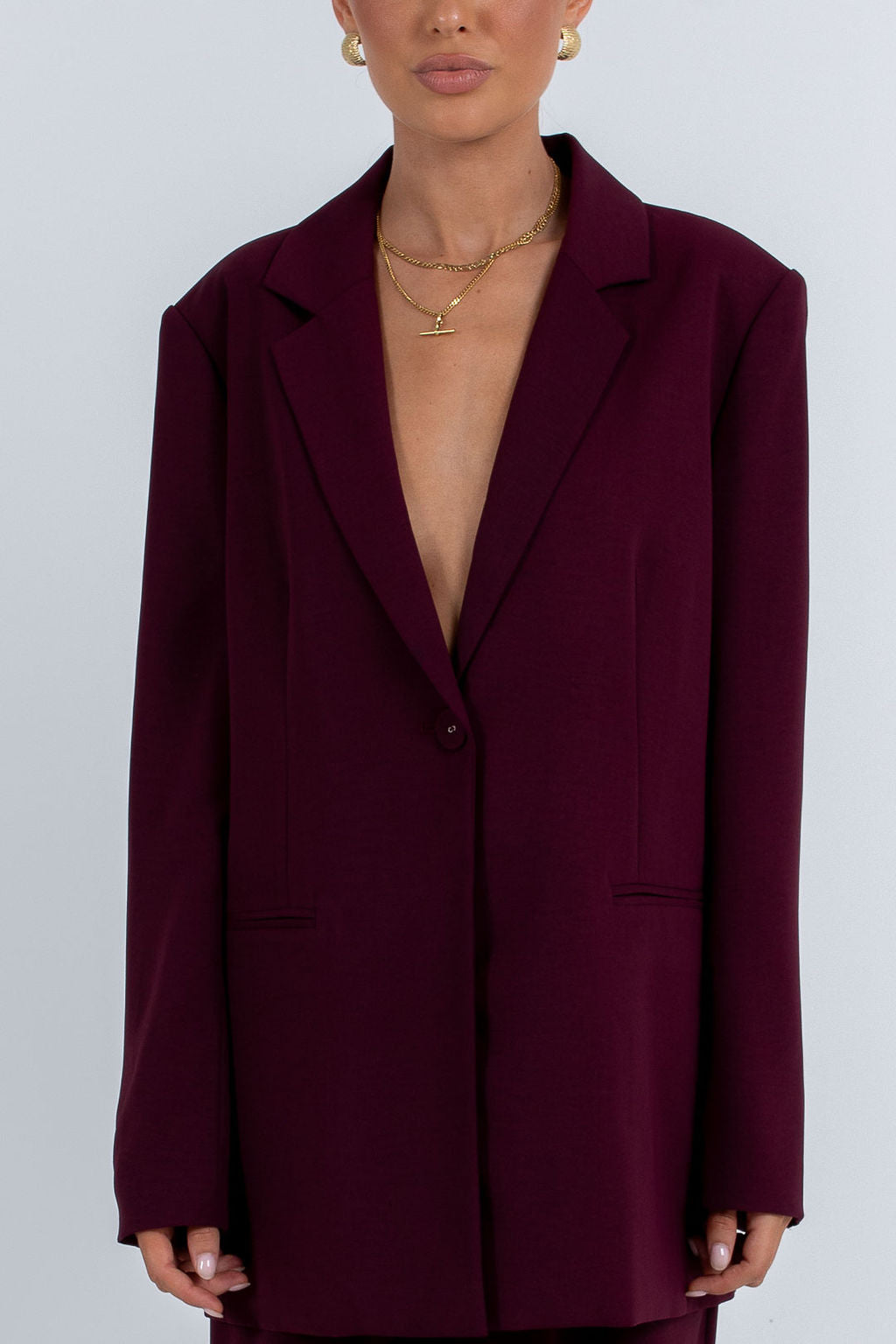 COMING SOON - Quade Tailored Blazer - Plain Burgundy