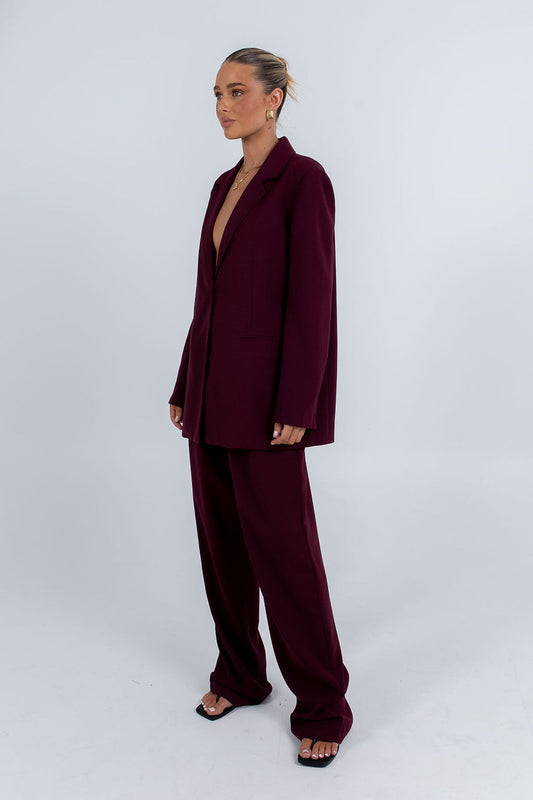 COMING SOON - Mayda Tailored Pants - Plain Burgundy