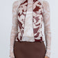 Quays Long-sleeve Top - Beige/Chocolate Brown Floral Mesh