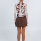 Quays Long-sleeve Top - Beige/Chocolate Brown Floral Mesh