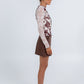 Quays Long-sleeve Top - Beige/Chocolate Brown Floral Mesh
