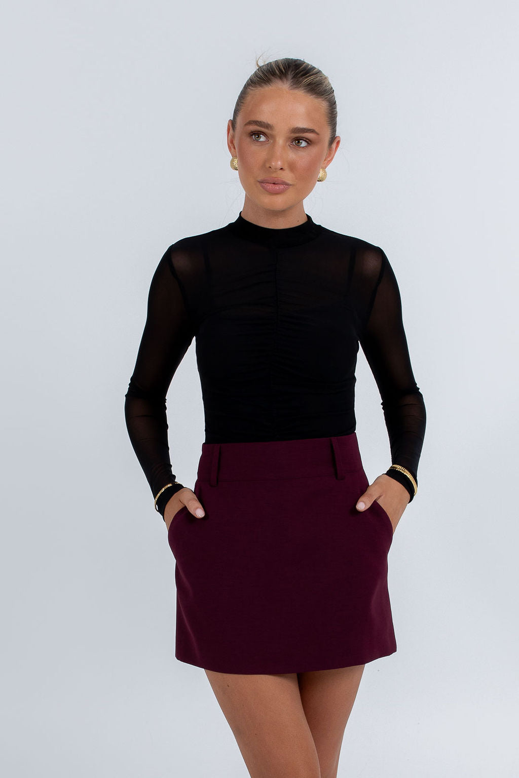 Jolie Mini Skirt Burgundy