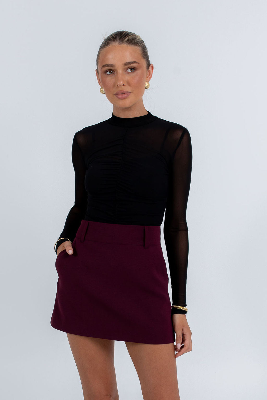 Jolie Mini Skirt Burgundy
