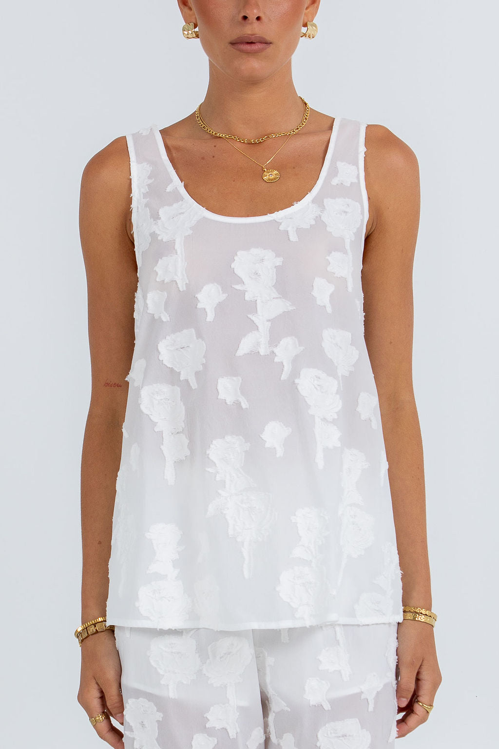 Mirabel Singlet Top - White Lace
