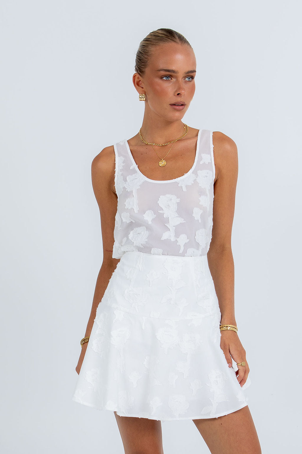 Mirabel Singlet Top - White Lace
